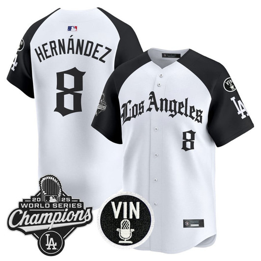Kike Hernandez #8 Los Angeles Dodgers 2025 World Series Champions La Gothic Limited Jersey