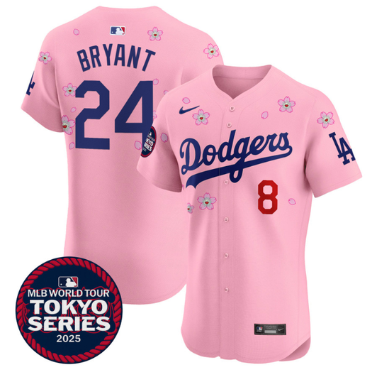 Kobe Bryant #24 Los Angeles Dodgers 2025 Tokyo Series Vapor Premier Elite Cherry Jersey