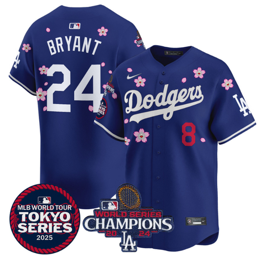 Kobe Bryant #24 Los Angeles Dodgers 2025 Tokyo Series World Series Champions Patch Ro Limited Jersey