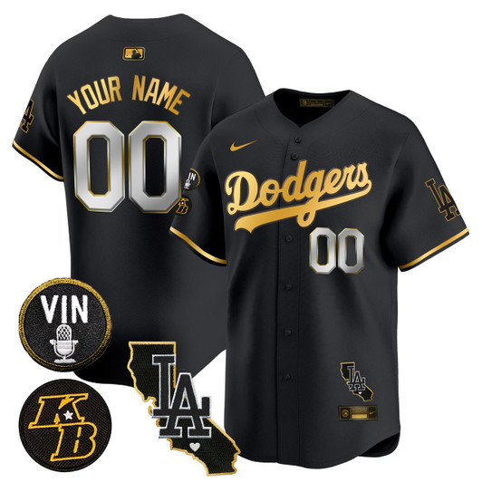 Kobe Bryant #24 Los Angeles Dodgers Vin Patch Trim Vapor Premier Limited V2 Custom Jersey - Gold