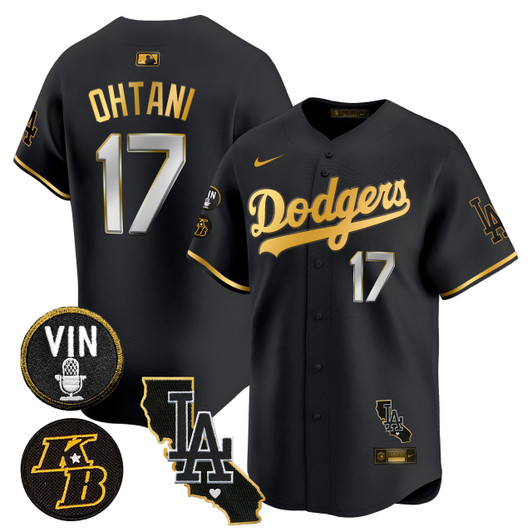Kobe Patch Los Angeles Dodgers Men'S Vin Trim Vapor Premier V2 Limited Jersey - Gold