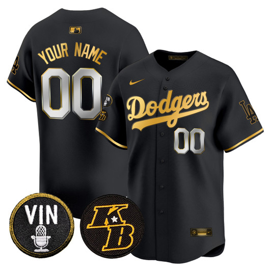 Kobe Patch Los Angeles Dodgers Vin Trim Vapor Premier Limited Custom Jersey - Gold