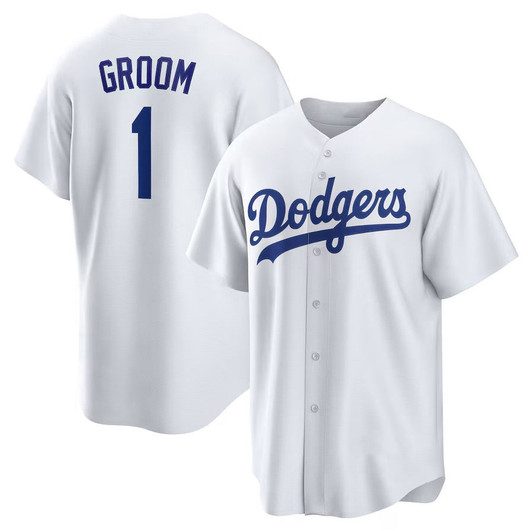 Los Angeles Dodgers #1 Groom Home Baseball Jerse Limited Jersey - White