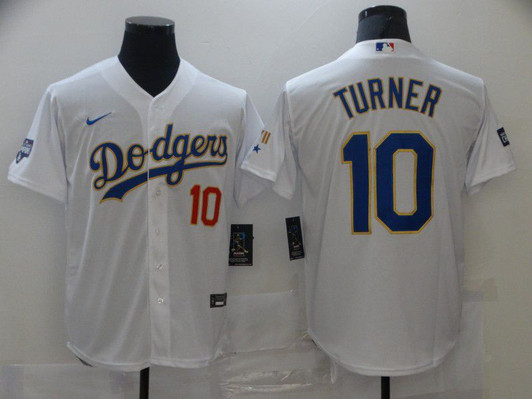 Los Angeles Dodgers #10 Nike Men 2021 Turner Game Jerseys Limited Jersey - White