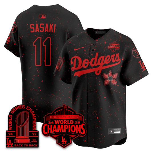 Los Angeles Dodgers #11 2025 Eleven Champions Stranger Things 9X Champs Stit Limited Jersey
