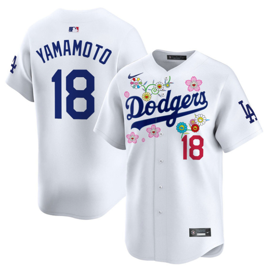 Los Angeles Dodgers #18 2025 Yamamoto (Kanji) X Takashi Murakami Vapor Limited Jersey - White