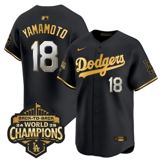 Los Angeles Dodgers #18 2025 Yamamoto Back-To-Back Champions Limited Jersey
