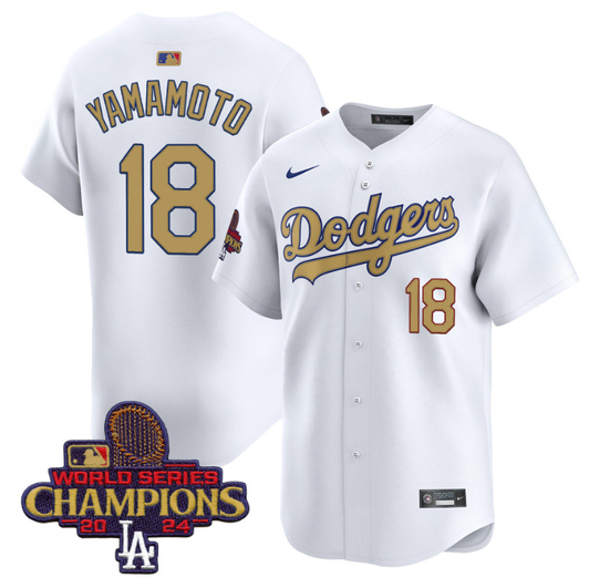 Los Angeles Dodgers #18 2025 Yamamoto Vapor Premier White Jersey - Gold