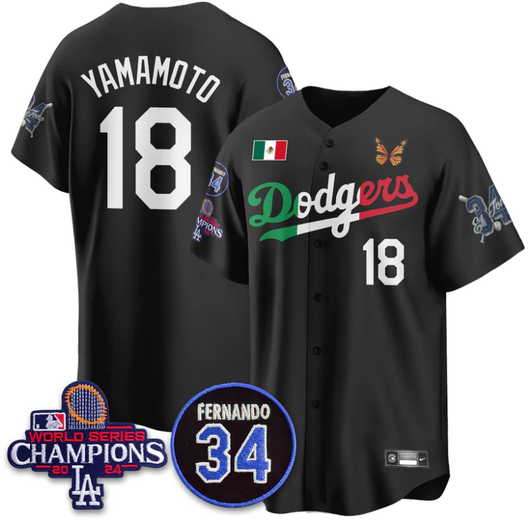 Los Angeles Dodgers #18 Yamamoto Mexican 34 Limited Jersey - Black