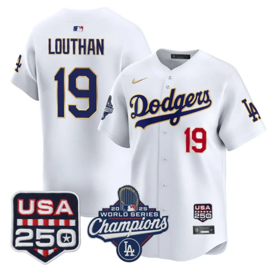 Los Angeles Dodgers #19 Louthan Limited Jersey - White