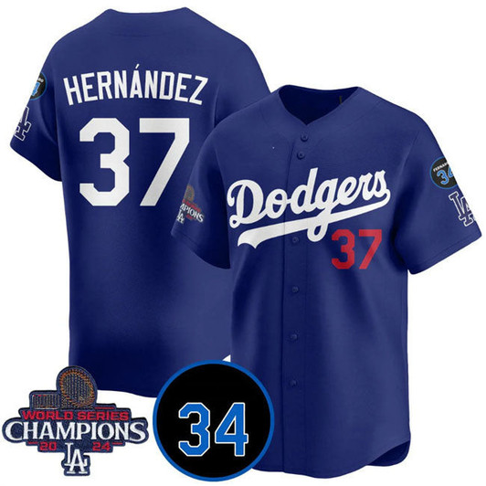 Los Angeles Dodgers #37 2024 Teoscar Hernandez World Series Champions Limited Jersey - Royal