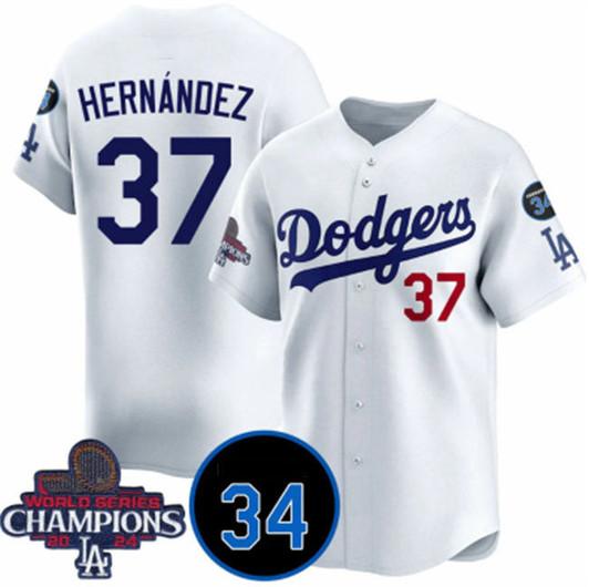 Los Angeles Dodgers #37 2024 Teoscar Hernandez World Series Champions Limited Jersey - White