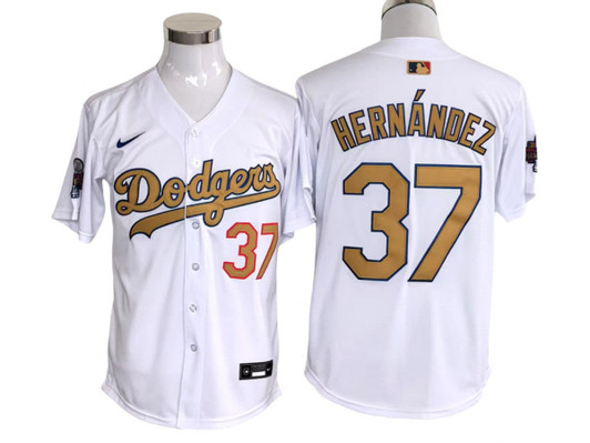Los Angeles Dodgers #37 2025 Teoscar Hernandez Gold Limited Jer Jersey - White