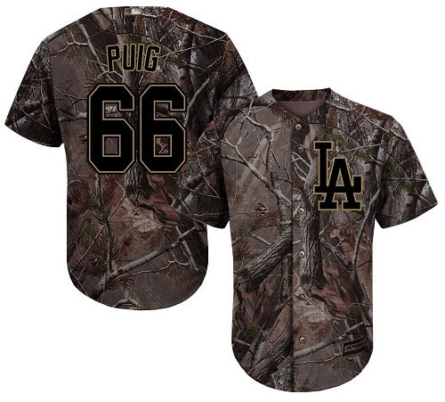Los Angeles Dodgers #66 Yasiel Puig Realtree Limited Cool Base Baseball Jersey - Camo