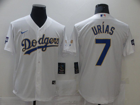 Los Angeles Dodgers #7 Nike Men 2021 Urias Game Jersey1 Limited Jersey - White