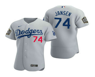 Los Angeles Dodgers #74 Nike Mens 2020 Kenley Jansen World Series Authentic Flex Jersey - Gray