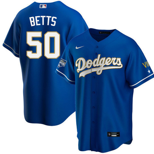 Los Angeles Dodgers 2020 Championship Trim Cool Base Navy Limited Jersey - Gold