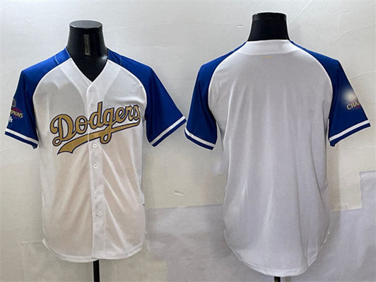 Los Angeles Dodgers 2024 Blank Gold World Series Champions Vapor Lim Limited Jersey - White Royal