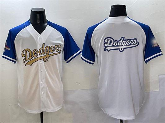 Los Angeles Dodgers 2024 Team Big Logo Gold World Series Champions V Limited Jersey - White Royal