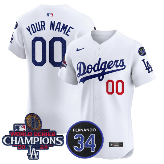 Los Angeles Dodgers 2024 World Series Champions Patch Vapor Premier Elite V2 Custom Jersey