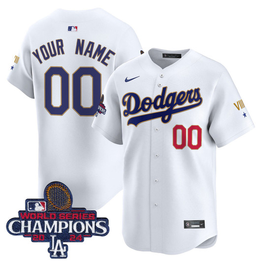 Los Angeles Dodgers 2024 World Series Champions Trim Vapor Premier Limited Custom Jersey - Gold