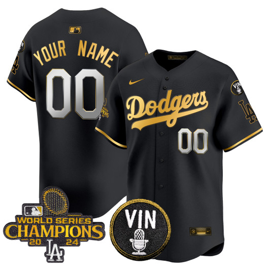 Los Angeles Dodgers 2024 World Series Champions Trim Vapor Premier Limited V3 Custom Jersey - Gold