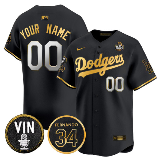Los Angeles Dodgers 2024 World Series Trim Vapor Premier Limited V3 Custom Jersey - Gold