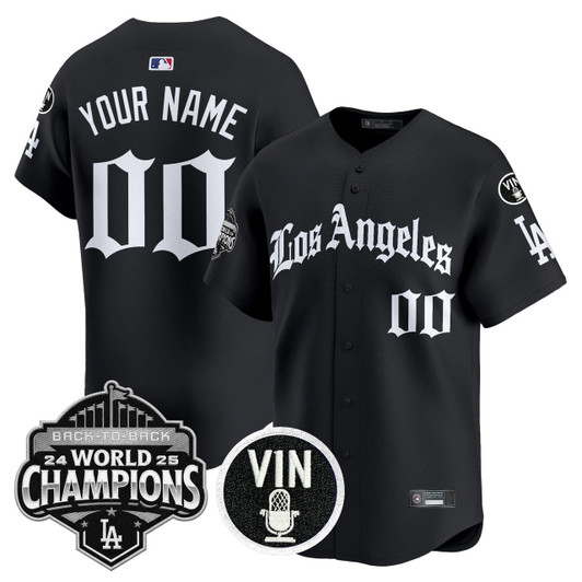 Los Angeles Dodgers 2025 Back To Back Champions Vapor Premier Limited La Gothic Edition Custom Jersey