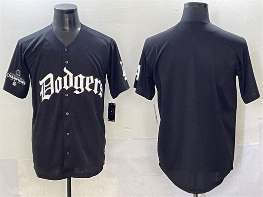 Los Angeles Dodgers 2025 Blank La Gothic Style World Series Cham Limited Jersey - Black