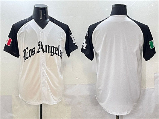 Los Angeles Dodgers 2025 Blank Team Big Logo Mexico La Gothic Style Limited Jersey - White Black
