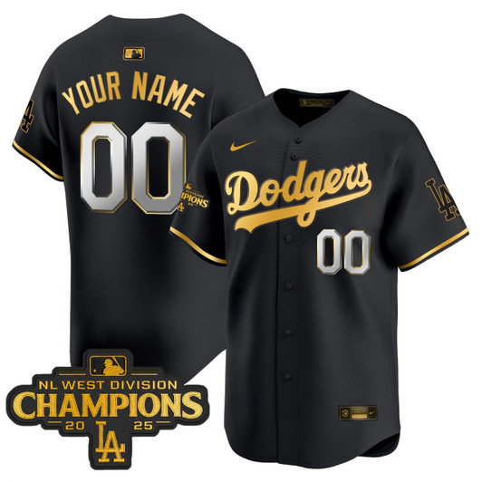 Los Angeles Dodgers 2025 Nl West Division Champions Patch Trim Vapor Premier Limited Custom Jersey - Gold