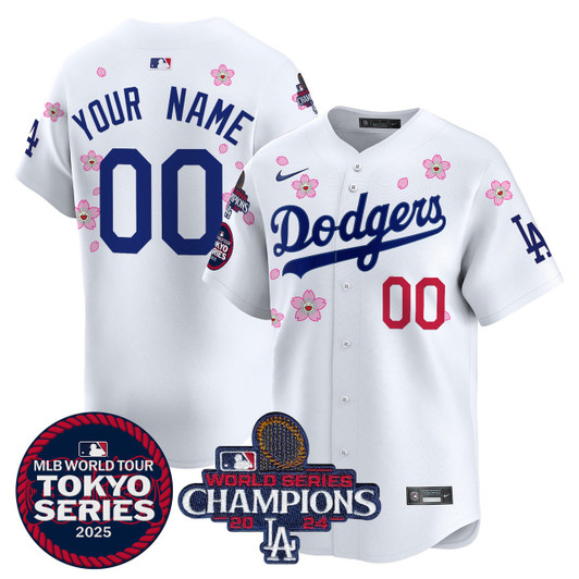Los Angeles Dodgers 2025 Tokyo Series World Series Champions Patch Vapor Premier Limited Custom Jersey