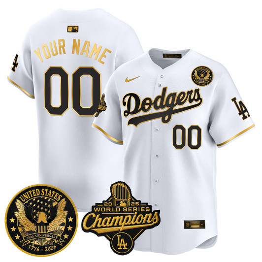 Los Angeles Dodgers 2025 World Series Champions America 250Th Patch Vapor Premier Limited Custom Jersey
