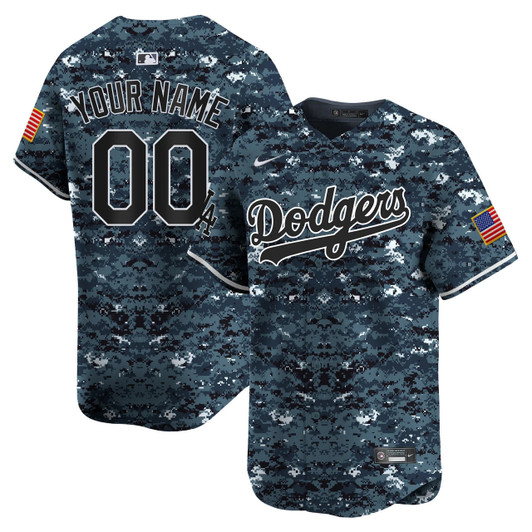 Los Angeles Dodgers Custom Usmc Limited Jersey - Navy Camo