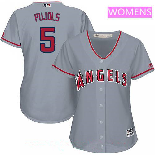 Majestic Womens Los Angeles Of Anaheim Albert Pujols Road Cool Base #5 Limited Jersey - Gray