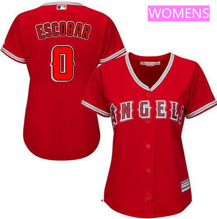Yunel Escobar #0 Majestic Womens Los Angeles Of Anaheim Alternate Limited Cool Base Jersey - Red