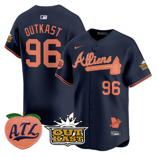 Atlanta Braves #96 Outkast Atliens Peach Vapor Premier Limited Jersey