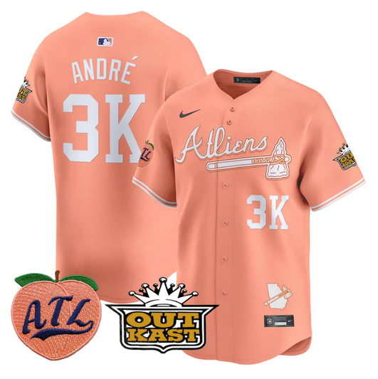 Atlanta Braves Andr #3K Atliens Peach Vapor Premier Limited Peac Jersey