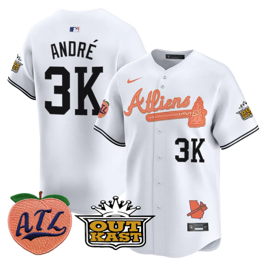 Atlanta Braves Andr #3K Atliens Peach Vapor Premier Limited Whit Jersey