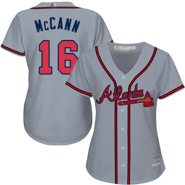 Brian Mccann #16 Atlanta Braves Womens Road Limited Baseball Jersey - Grey