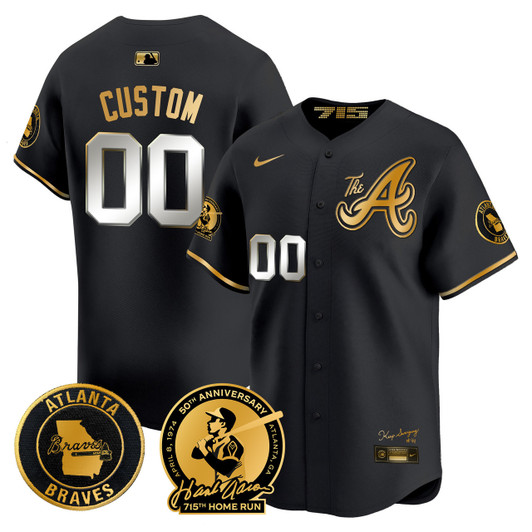 Hank Aaron #44 Atlanta Braves 715Th Home Run Patch Vapor Premier Limited V2 Custom Jersey