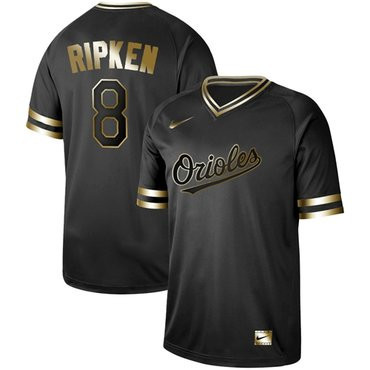 Cal Ripken #8 Baltimore Orioles Authentic Baseball Jersey - Black Gold