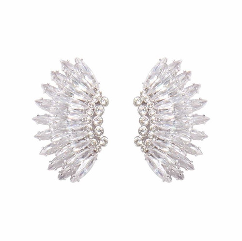 Crystal Mini Madeline Earrings, Silver