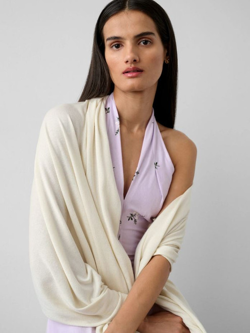 Silk Cashmere Travel Wrap, Chalk