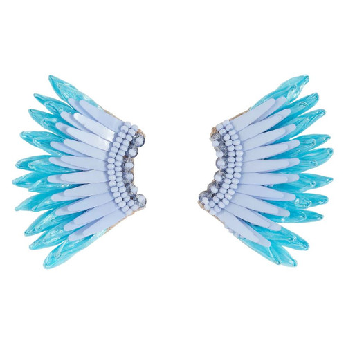 Mini Madeline Raffia Earrings, Powder Blue