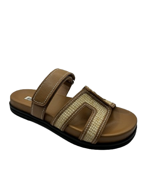 Cutout Slide Sandals, Tan/Natural