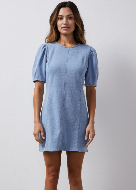 French Terry Mini Dress, Light Wash