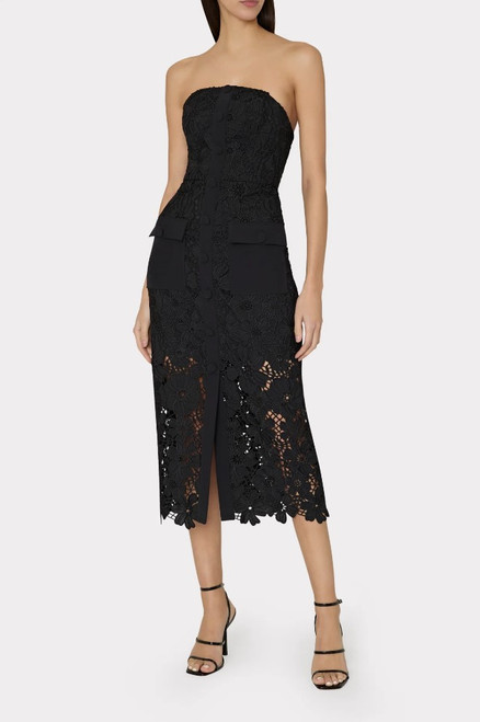 Adrienne Lace Midi Dress, Black