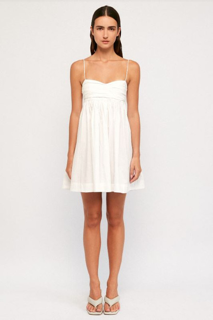 Pleated Mini Dress, White Heat