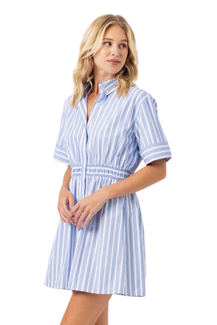 Romi Dress, Blue Italian Stripe